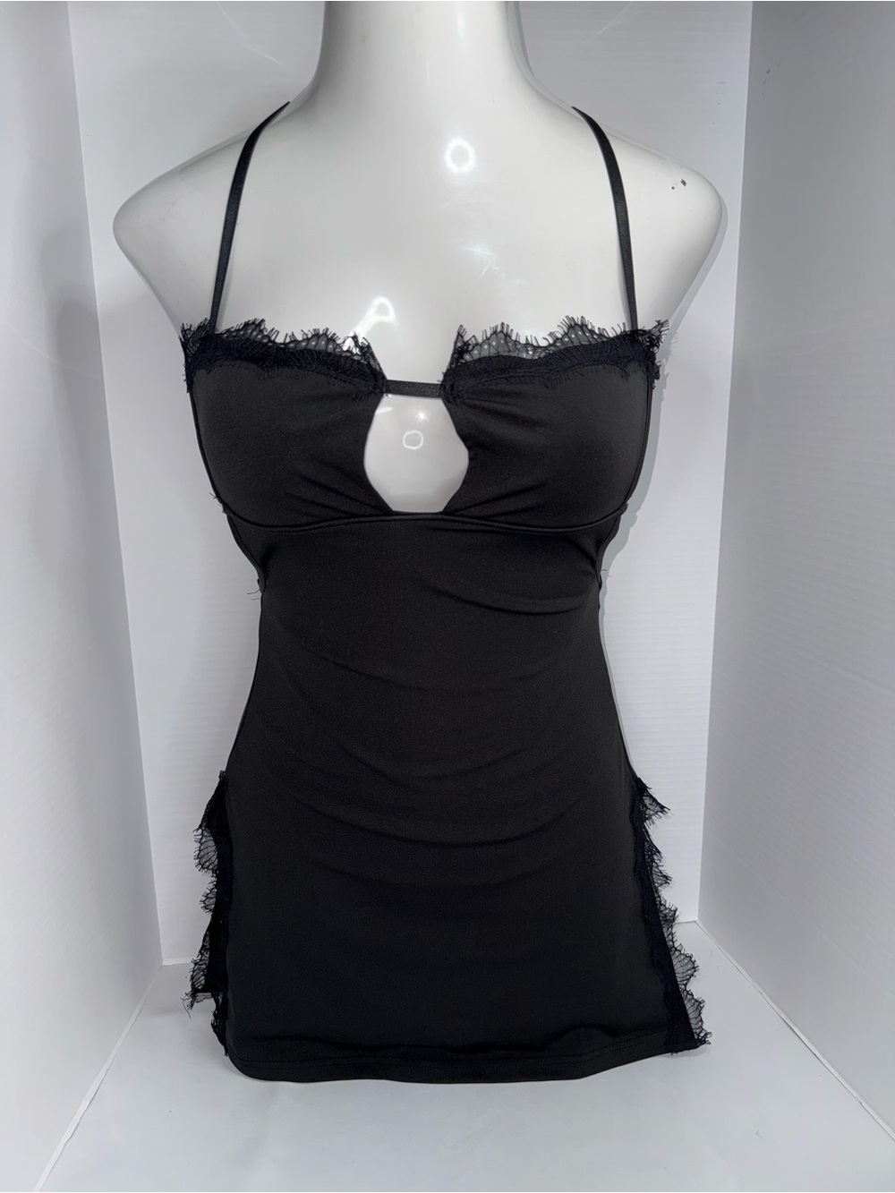 Black Lace-Trim mini dress